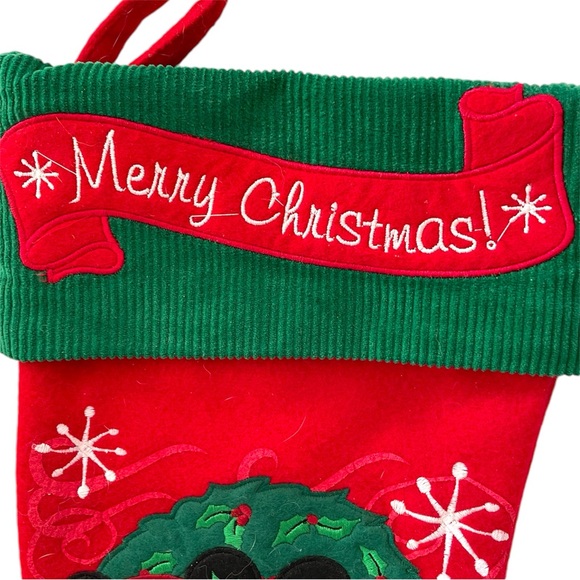 2010 Disney Mickey Minnie Mouse Christmas 18" Stocking Corduroy /fleece - Picture 3 of 8